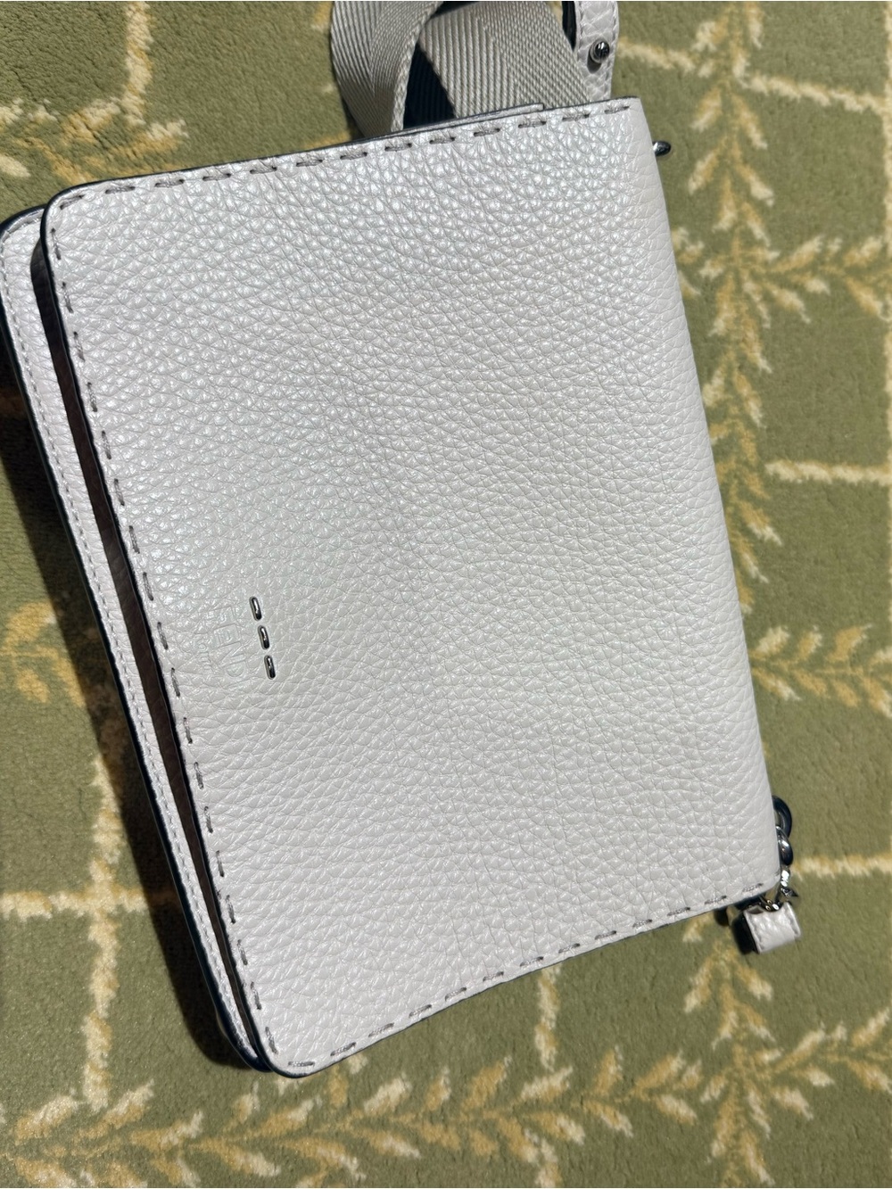 Fendi white cream grained leather Crossbody bag
